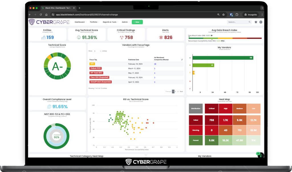 CyberGrape Black Kite dashboard